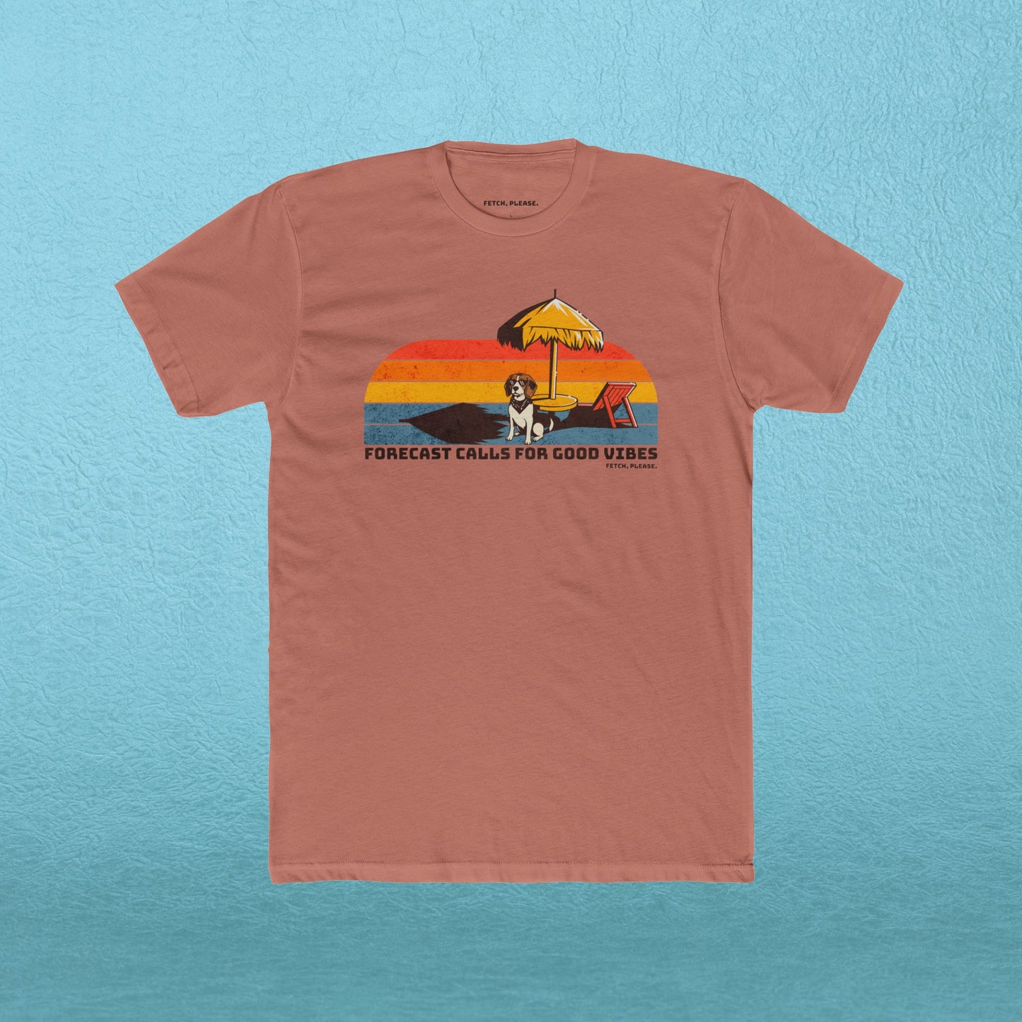 Retro Beach Tee — "Forecast Calls For Good Vibes" Graphic Shirt