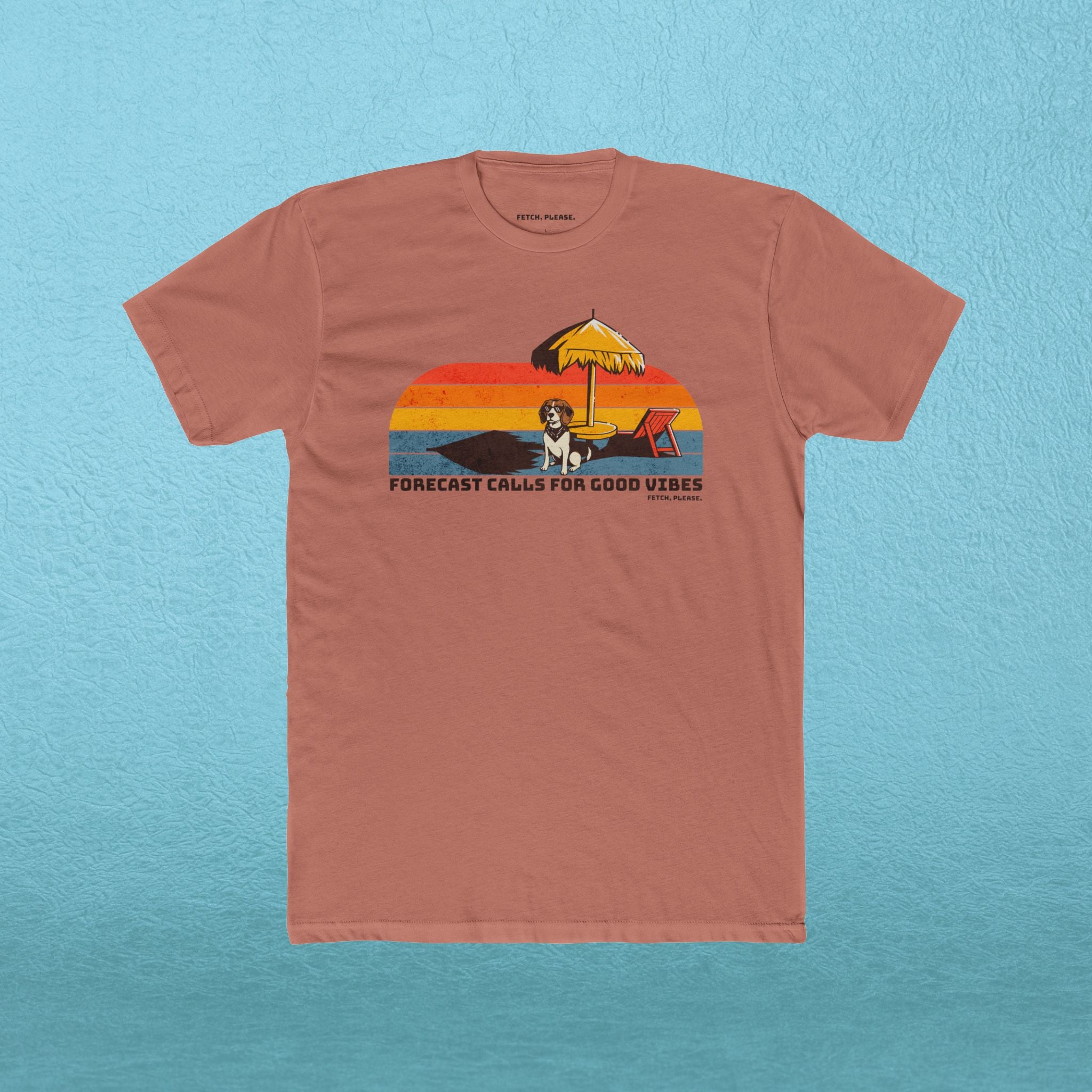 Retro Beach Tee — "Forecast Calls For Good Vibes" Graphic Shirt