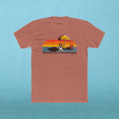 Retro Beach Tee — "Forecast Calls For Good Vibes" Graphic Shirt