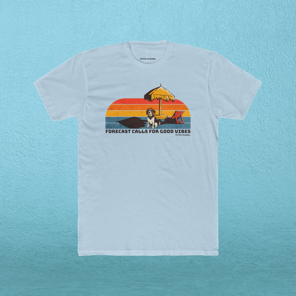 Retro Beach Tee — "Forecast Calls For Good Vibes" Graphic Shirt