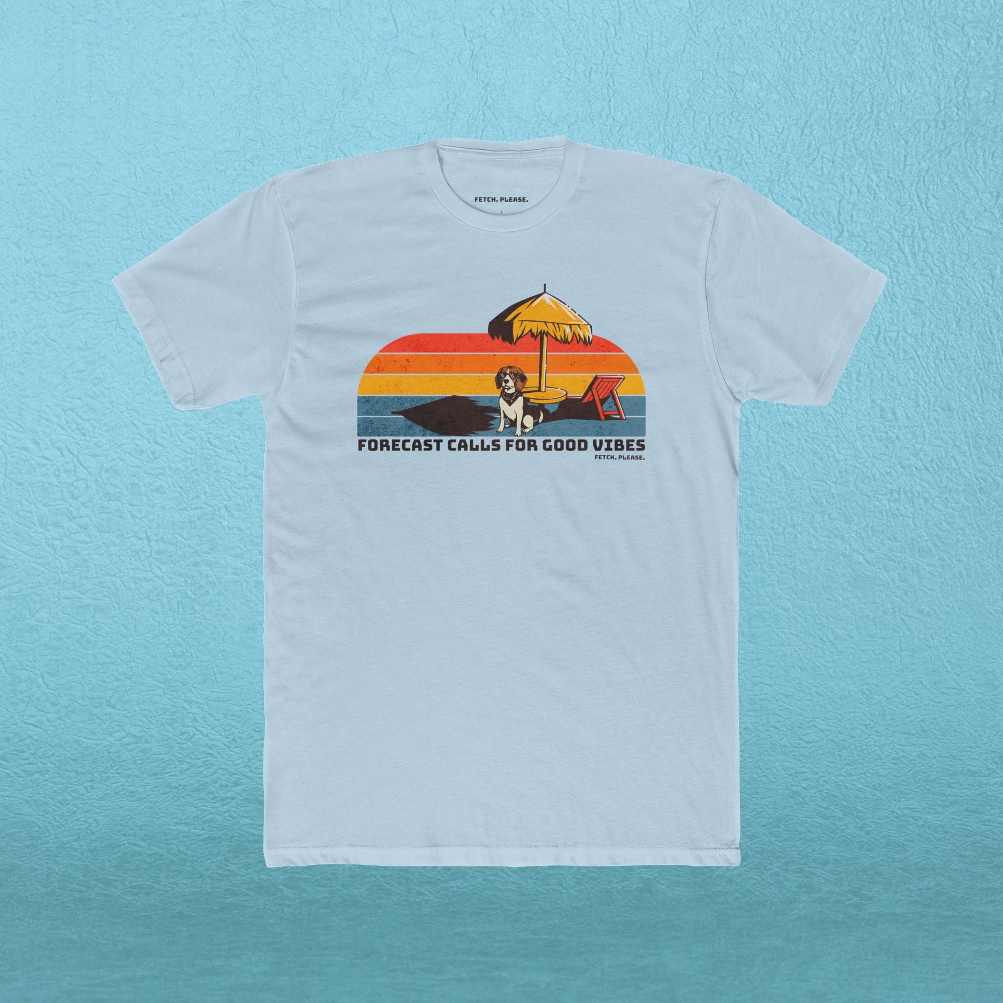 Retro Beach Tee — "Forecast Calls For Good Vibes" Graphic Shirt