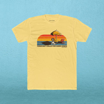 Retro Beach Tee — "Forecast Calls For Good Vibes" Graphic Shirt