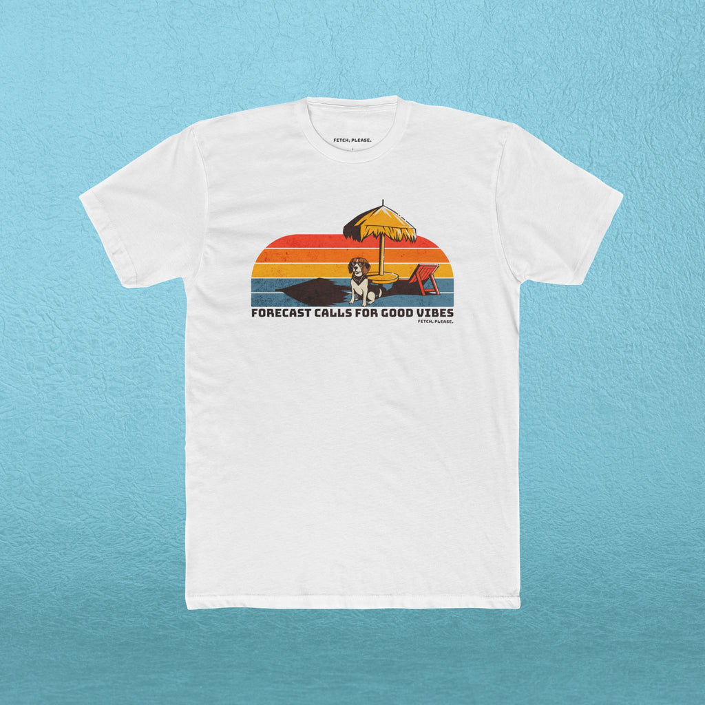 Retro Beach Tee — "Forecast Calls For Good Vibes" Graphic Shirt