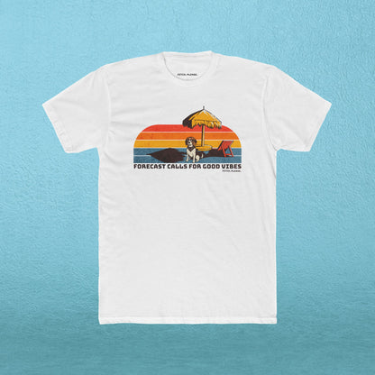 Retro Beach Tee — "Forecast Calls For Good Vibes" Graphic Shirt
