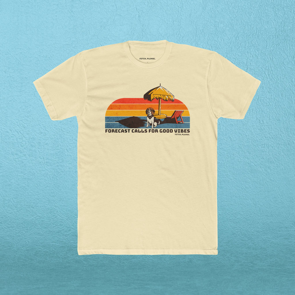 Retro Beach Tee — "Forecast Calls For Good Vibes" Graphic Shirt