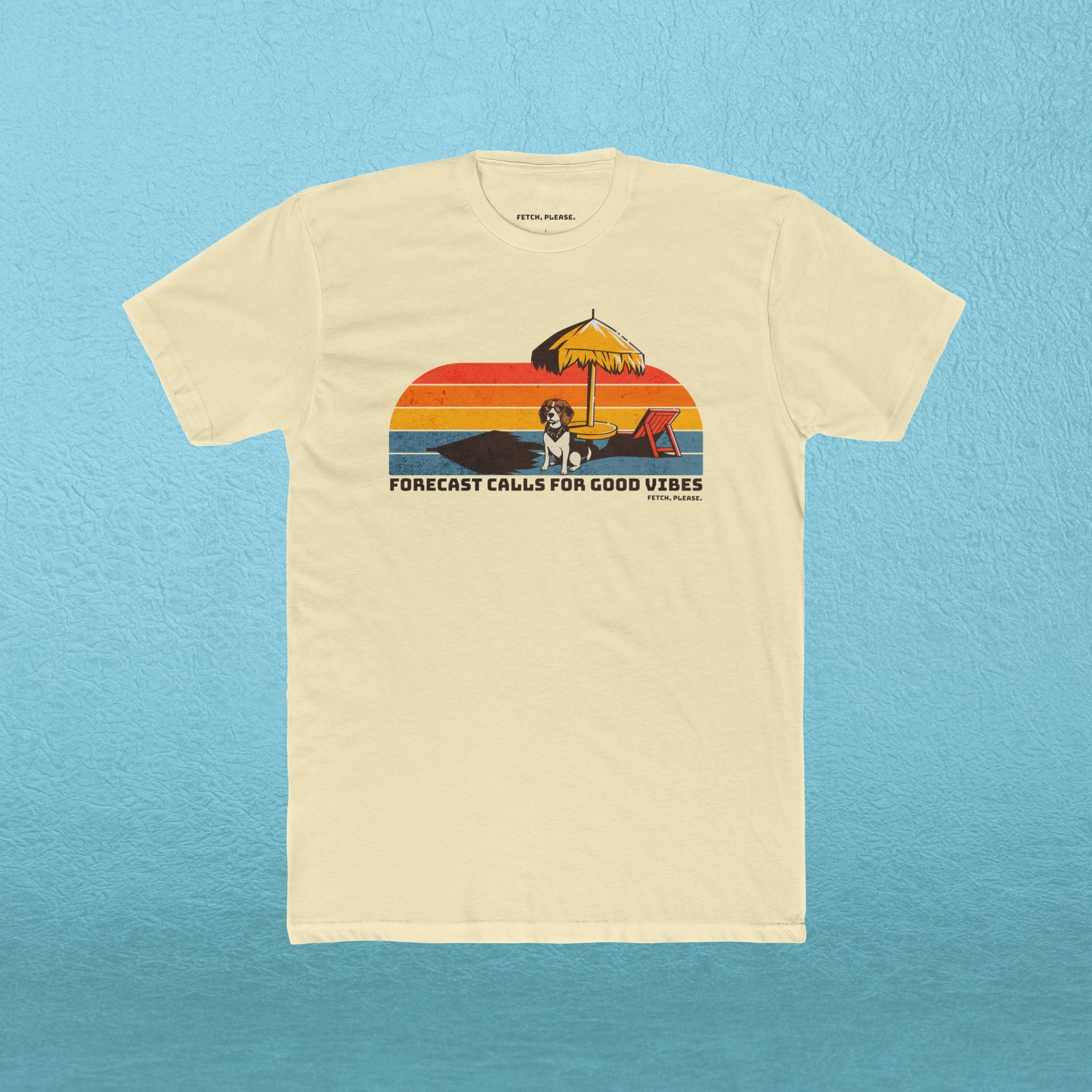 Retro Beach Tee — "Forecast Calls For Good Vibes" Graphic Shirt