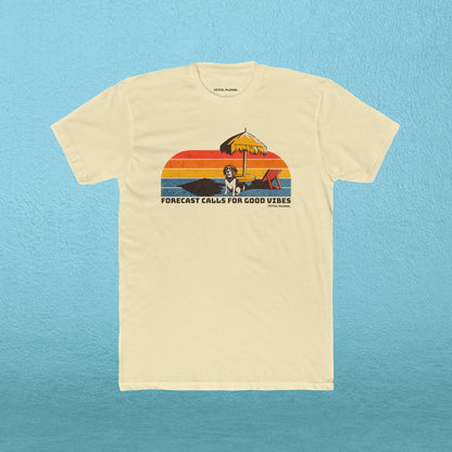 Retro Beach Tee — "Forecast Calls For Good Vibes" Graphic Shirt