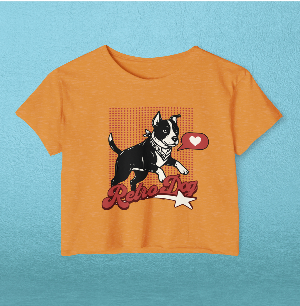 Retro Dog Graphic Cropped Tee