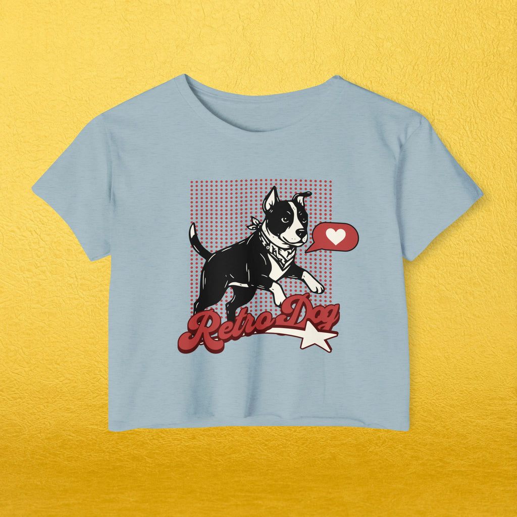 Retro Dog Graphic Cropped Tee